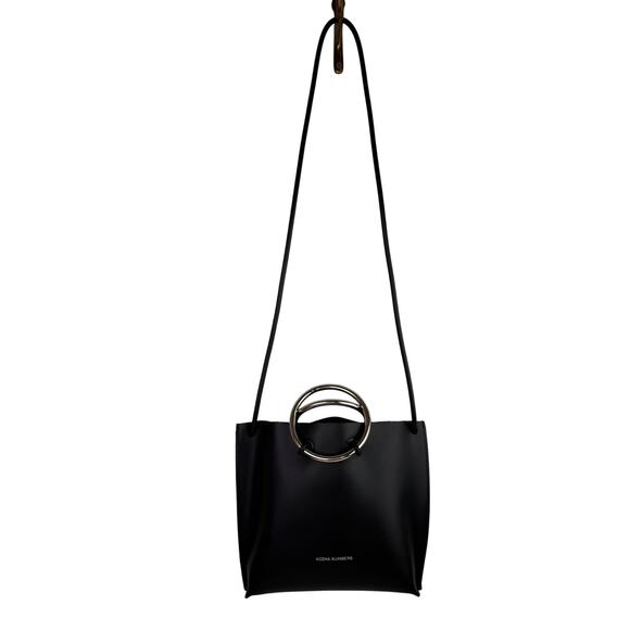 Kozha Numbers Mini Safe Handbag Black Silver Leather Top Handle Crossbody Bag - Picture 2 of 13